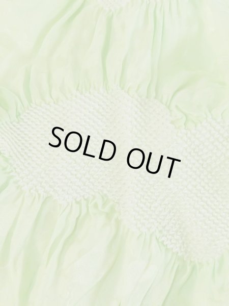 Photo2: M0610XV Vintage Japanese Kimono   Yellowish Green OBI-AGE covering sash Cloud Silk. (Grade A) (2)