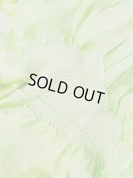 Photo3: M0610XV Vintage Japanese Kimono   Yellowish Green OBI-AGE covering sash Cloud Silk. (Grade A) (3)