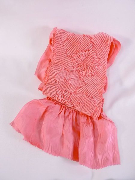 Photo1: M0610XZ Vintage Japanese Kimono  Pale Pink OBI-AGE covering sash Chrysanthemum Silk. (Grade A) (1)