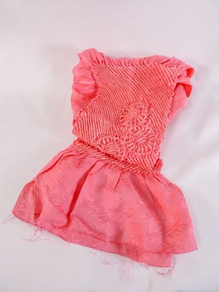 Photo1: M0611XA Vintage Japanese Kimono  Pale Pink OBI-AGE covering sash Chrysanthemum Silk. (Grade A) (1)