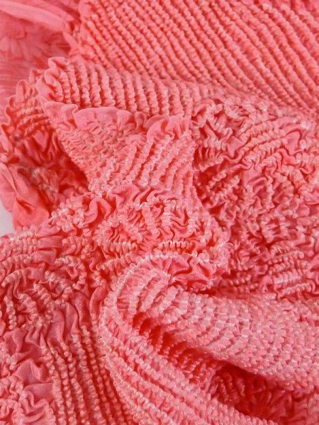 Photo4: M0611XA Vintage Japanese Kimono  Pale Pink OBI-AGE covering sash Chrysanthemum Silk. (Grade A) (4)