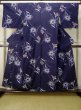 Photo1: Mint M0613C Used Japanese women  Navy Blue YUKATA summer(made in Japan) / Cotton. Flower,   (Grade A) (1)