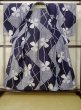 Photo2: M0613I Used Japanese women  Indigo Blue YUKATA summer(made in Japan) / Cotton/hemp Flower,   (Grade C) (2)