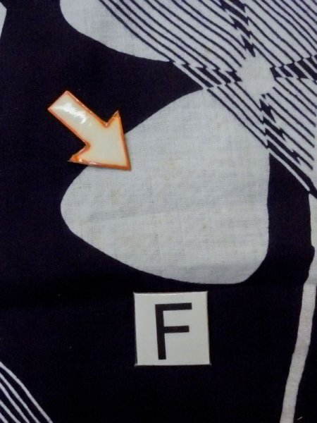 Photo18: M0613I Used Japanese women  Indigo Blue YUKATA summer(made in Japan) / Cotton/hemp Flower,   (Grade C) (18)