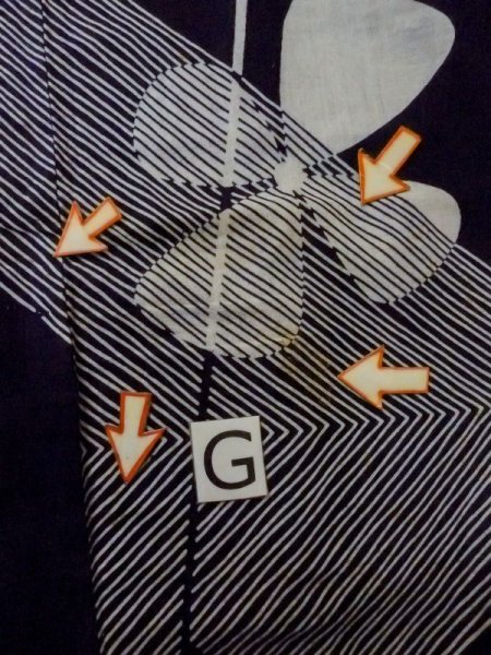 Photo19: M0613I Used Japanese women  Indigo Blue YUKATA summer(made in Japan) / Cotton/hemp Flower,   (Grade C) (19)