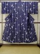 Photo1: Mint M0613K Used Japanese women  Indigo Blue YUKATA summer(made in Japan) / Cotton. Flower,   (Grade A) (1)