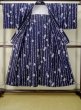 Photo2: Mint M0613K Used Japanese women  Indigo Blue YUKATA summer(made in Japan) / Cotton. Flower,   (Grade A) (2)