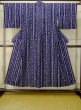 Photo1: Mint M0613L Used Japanese women  Indigo Blue YUKATA summer(made in Japan) / Cotton. Flower,   (Grade A) (1)