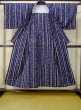 Photo2: Mint M0613L Used Japanese women  Indigo Blue YUKATA summer(made in Japan) / Cotton. Flower,   (Grade A) (2)