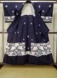 Photo2: M0613N Used Japanese women  Indigo Blue YUKATA summer(made in Japan) / Cotton/hemp Flower,   (Grade B) (2)