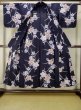 Photo2: M0613O Used Japanese women Indigo blue YUKATA summer(made in Japan) / Cotton. Flower,   (Grade C) (2)