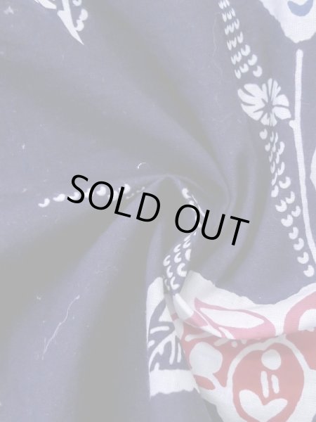 Photo9: M0613O Used Japanese women Indigo blue YUKATA summer(made in Japan) / Cotton. Flower,   (Grade C) (9)