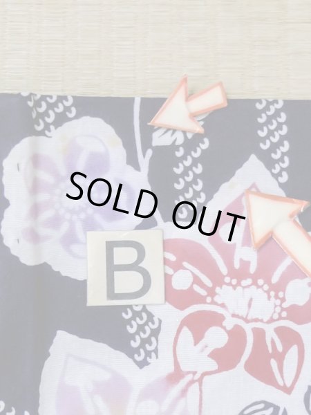 Photo13: M0613O Used Japanese women Indigo blue YUKATA summer(made in Japan) / Cotton. Flower,   (Grade C) (13)