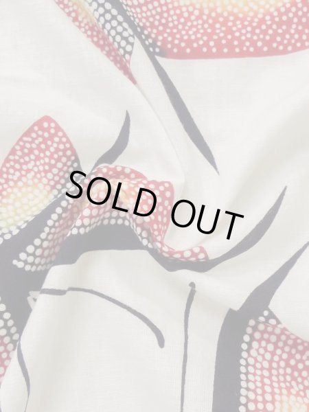 Photo9: M0613P Used Japanese women  White YUKATA summer(made in Japan) / Cotton. Butterfly   (Grade C) (9)