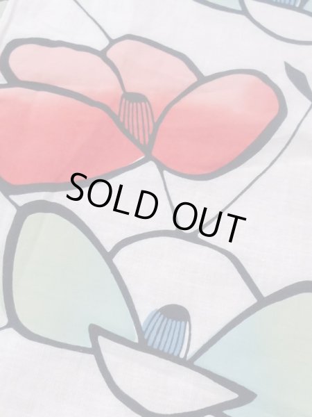 Photo8: M0613Q Used Japanese women  White YUKATA summer(made in Japan) / Cotton. Camellia   (Grade C) (8)