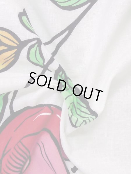 Photo9: M0613R Used Japanese women  White YUKATA summer(made in Japan) / Cotton. Camellia   (Grade C) (9)