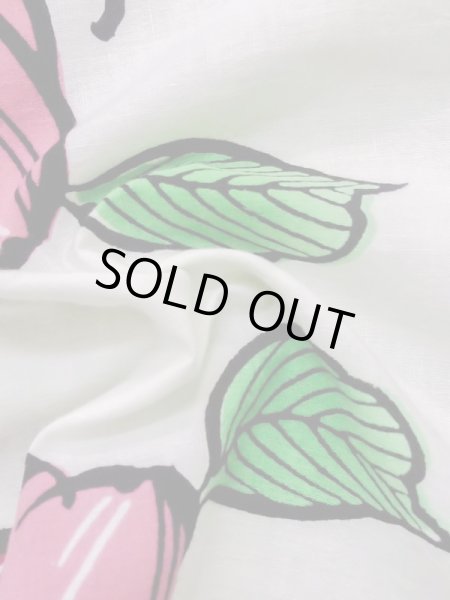 Photo10: M0613R Used Japanese women  White YUKATA summer(made in Japan) / Cotton. Camellia   (Grade C) (10)