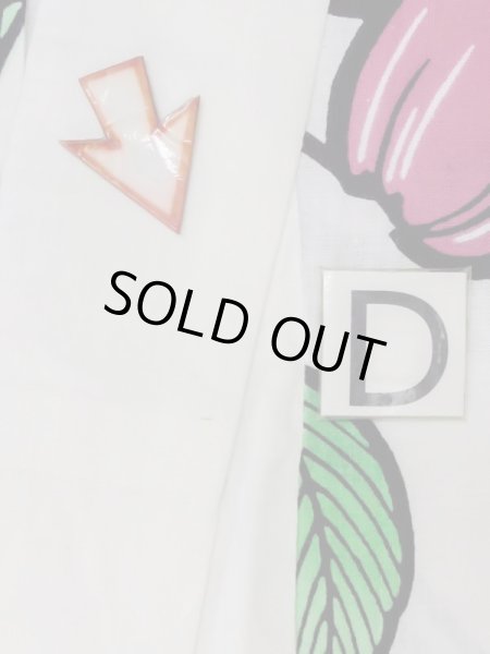 Photo15: M0613R Used Japanese women  White YUKATA summer(made in Japan) / Cotton. Camellia   (Grade C) (15)