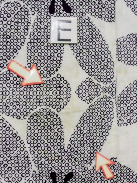 Photo16: M0613S Used Japanese women  Off White YUKATA summer(made in Japan) / Cotton/hemp Flower,   (Grade C) (16)