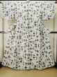 Photo1: M0613T Used Japanese women  Off White YUKATA summer(made in Japan) / Cotton/hemp Triangle,   (Grade C) (1)