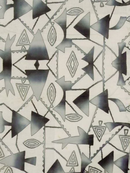 Photo3: M0613T Used Japanese women  Off White YUKATA summer(made in Japan) / Cotton/hemp Triangle,   (Grade C) (3)