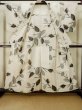 Photo2: M0613U Used Japanese women  Ivory YUKATA summer(made in Japan) / Linen. Leaf   (Grade C) (2)