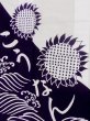 Photo3: M0613V Used Japanese women  White YUKATA summer(made in Japan) / Cotton. Wave, Sunflower, Japanese charactors  (Grade C) (3)