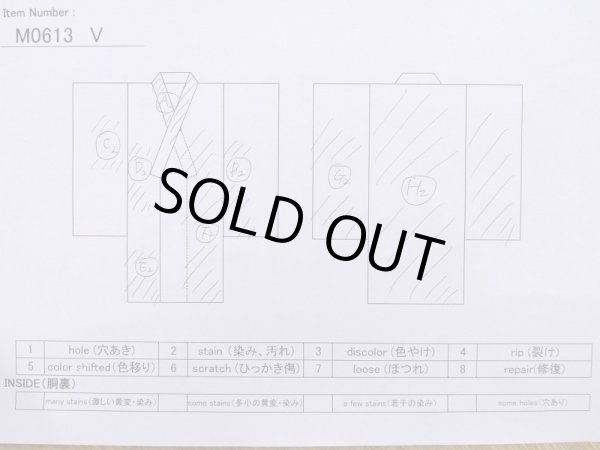 Photo13: M0613V Used Japanese women  White YUKATA summer(made in Japan) / Cotton. Wave, Sunflower, Japanese charactors  (Grade C) (13)