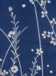 Photo3: M0613W Used Japanese women Vivid Blue YUKATA summer(made in Japan) / Cotton/hemp Flower, fringed pink pattern  (Grade C) (3)