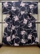 Photo1: M0613X Used Japanese women  Navy Blue YUKATA summer(made in Japan) / Cotton/hemp Iris, Stains/Soils all over.  (Grade C) (1)