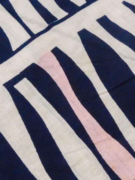 Photo8: M0613Y Used Japanese women  Off White YUKATA summer(made in Japan) / Cotton/hemp Stripes,   (Grade C) (8)