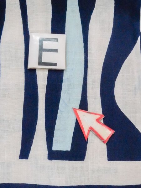 Photo16: M0613Y Used Japanese women  Off White YUKATA summer(made in Japan) / Cotton/hemp Stripes,   (Grade C) (16)