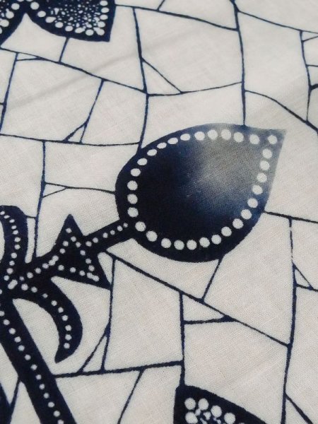 Photo9: M0613Z Used Japanese women  White YUKATA summer(made in Japan) / Cotton/hemp Flower,   (Grade C) (9)