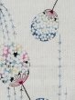 Photo3: M0614A Used Japanese women  White YUKATA summer(made in Japan) / Cotton/hemp SAKURA cherry blossom, paper fan pattern  (Grade C) (3)