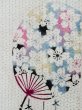 Photo6: M0614A Used Japanese women  White YUKATA summer(made in Japan) / Cotton/hemp SAKURA cherry blossom, paper fan pattern  (Grade C) (6)