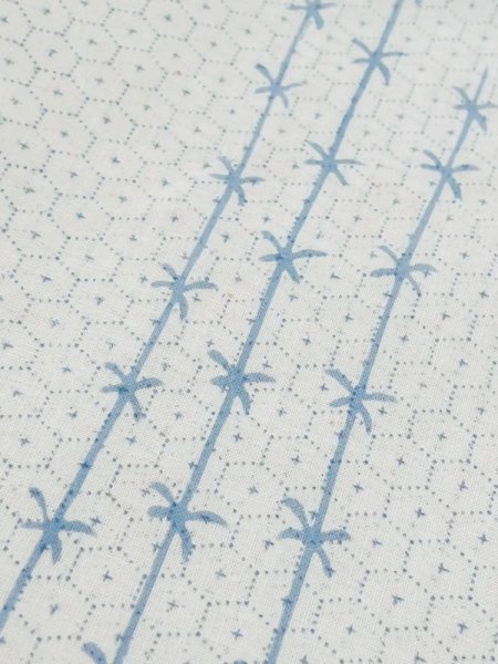 Photo8: M0614A Used Japanese women  White YUKATA summer(made in Japan) / Cotton/hemp SAKURA cherry blossom, paper fan pattern  (Grade C) (8)