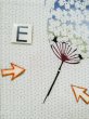 Photo16: M0614A Used Japanese women  White YUKATA summer(made in Japan) / Cotton/hemp SAKURA cherry blossom, paper fan pattern  (Grade C) (16)