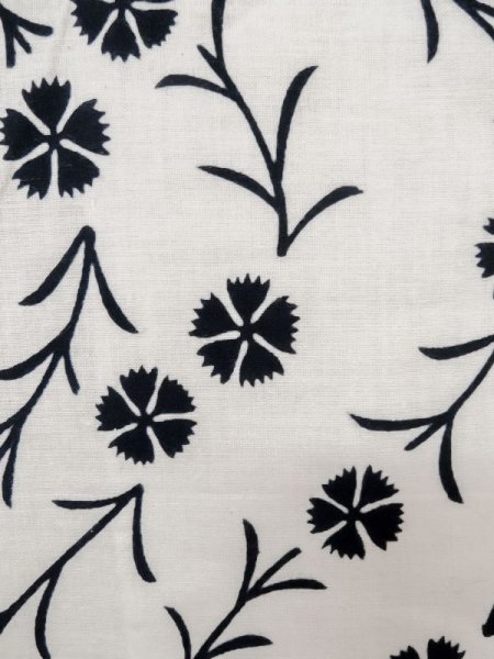 Photo7: M0620A Used Japanese men  Off White woWomen's Yukata / Cotton. Flower,   (Grade C) (7)