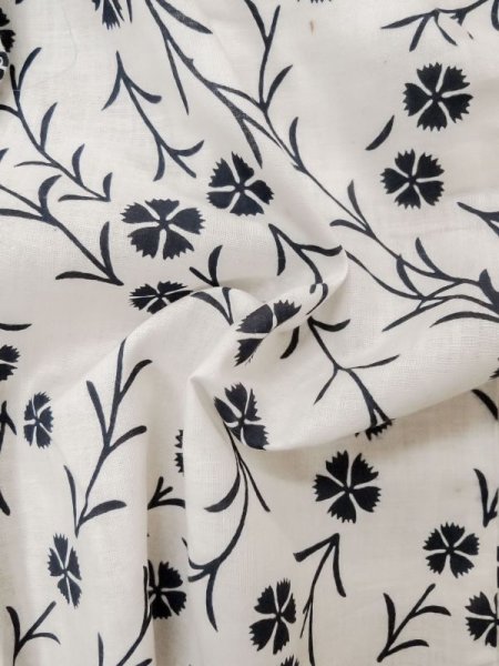 Photo12: M0620A Used Japanese men  Off White woWomen's Yukata / Cotton. Flower,   (Grade C) (12)