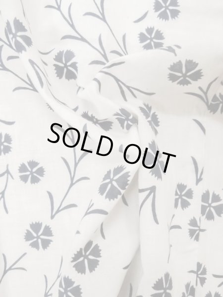 Photo13: M0620A Used Japanese men  Off White woWomen's Yukata / Cotton. Flower,   (Grade C) (13)