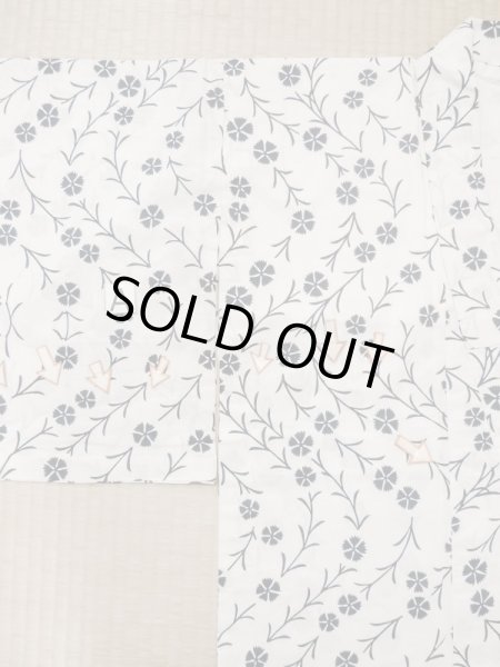 Photo15: M0620A Used Japanese men  Off White woWomen's Yukata / Cotton. Flower,   (Grade C) (15)