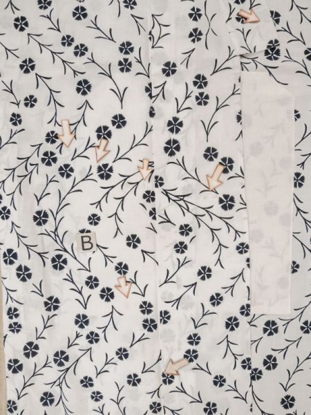 Photo17: M0620A Used Japanese men  Off White woWomen's Yukata / Cotton. Flower,   (Grade C) (17)