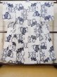 Photo1: M0620B Used Japanese men  Off White Women's Yukata / Linen. Flower,   (Grade C) (1)