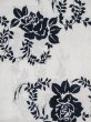 Photo4: M0620B Used Japanese men  Off White Women's Yukata / Linen. Flower,   (Grade C) (4)