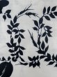 Photo8: M0620B Used Japanese men  Off White Women's Yukata / Linen. Flower,   (Grade C) (8)