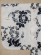 Photo17: M0620B Used Japanese men  Off White Women's Yukata / Linen. Flower,   (Grade C) (17)