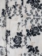 Photo19: M0620B Used Japanese men  Off White Women's Yukata / Linen. Flower,   (Grade C) (19)