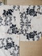 Photo21: M0620B Used Japanese men  Off White Women's Yukata / Linen. Flower,   (Grade C) (21)