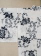 Photo22: M0620B Used Japanese men  Off White Women's Yukata / Linen. Flower,   (Grade C) (22)