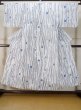 Photo1: M0620C Used Japanese men  White Men's Yukata / Linen. Flower,   (Grade C) (1)